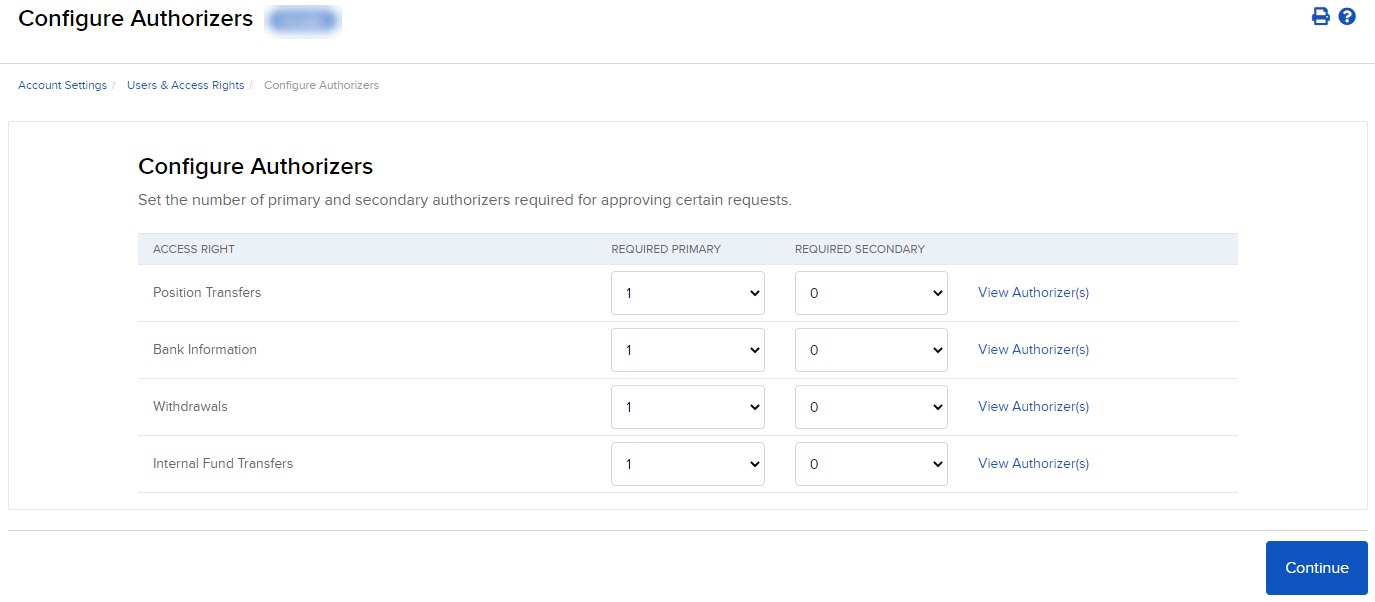 The configure authorizers panel in Portal. 