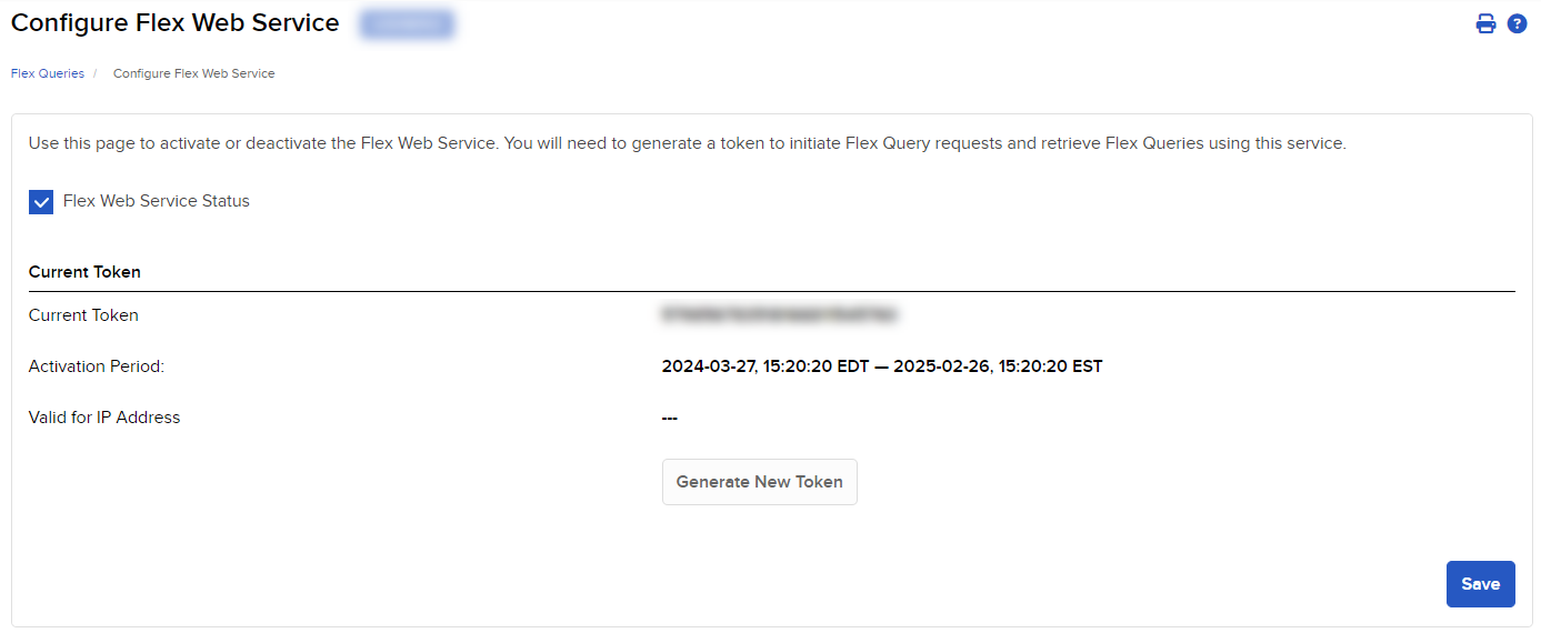 IBKR Flex Web Service configuration