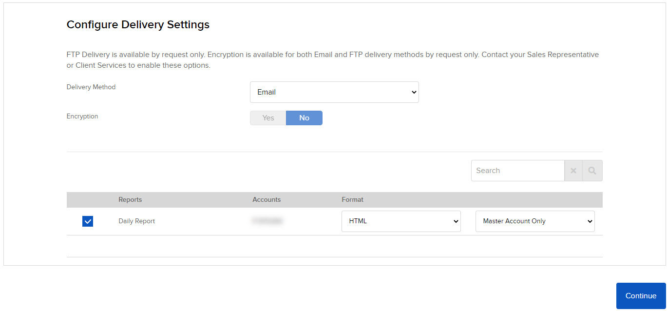 The flex queries delivery panel in Portal. 