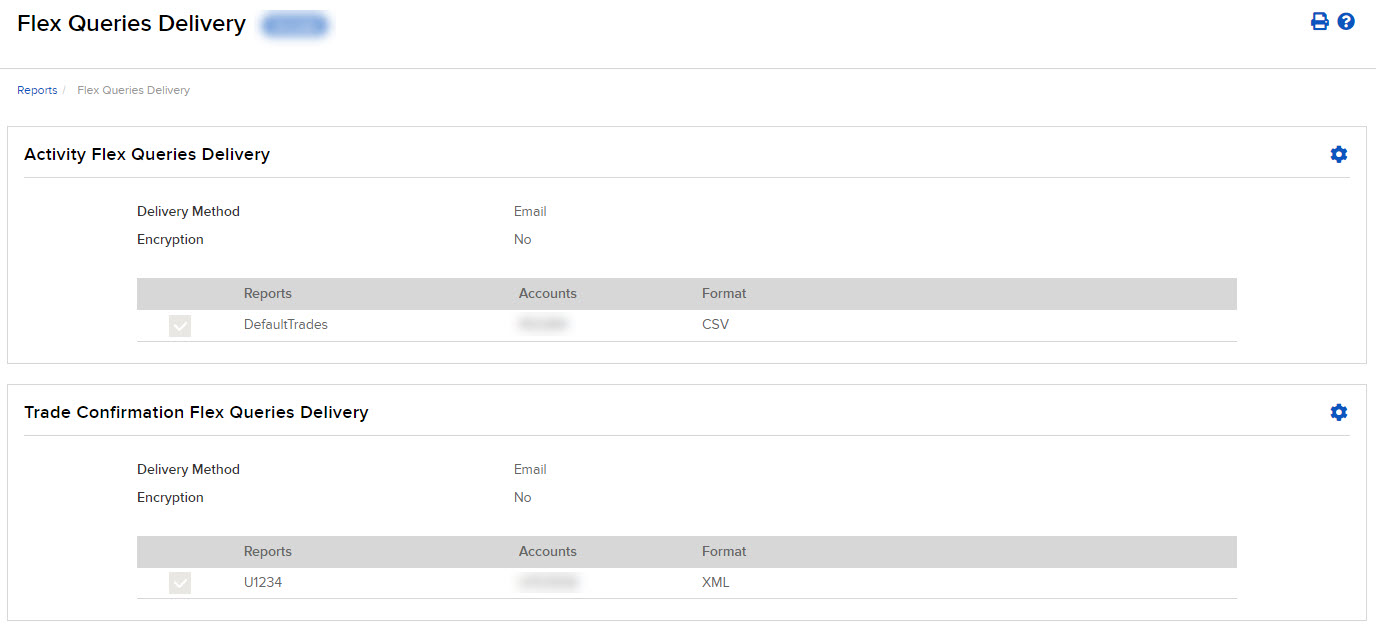 The flex queries delivery panel in Portal. 