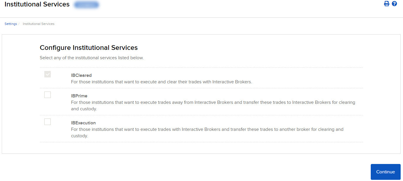 The configure institutional services panel in portal. 