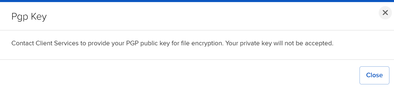 The PGP key panel in portal. 