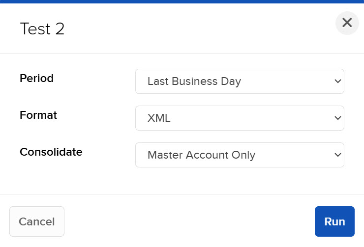 A selected flex query to run in portal. 
