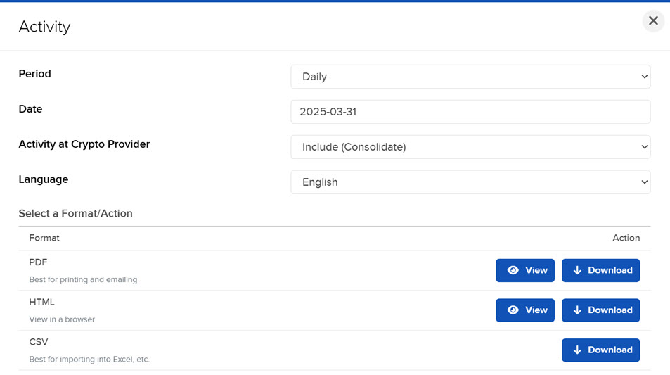 Image of the run a statement panel in portal. 