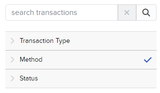 Image of the filter additional transactions panel in Portal. 