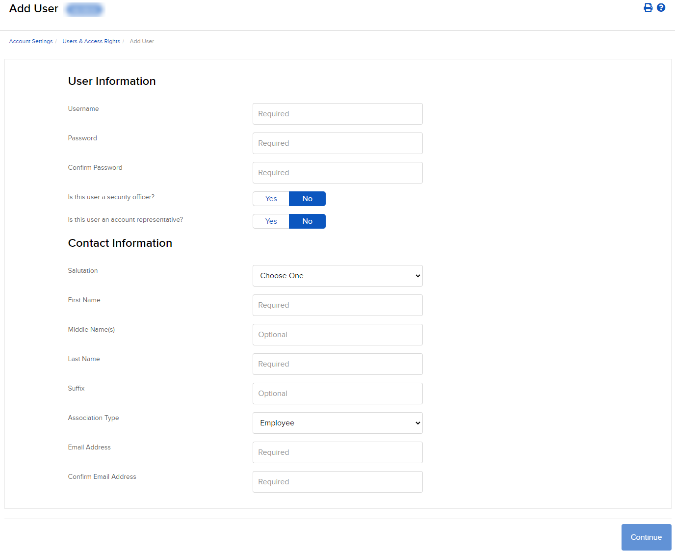 The add user panel in portal. 