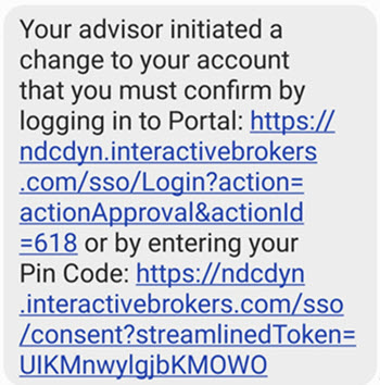 The pin code SMS link