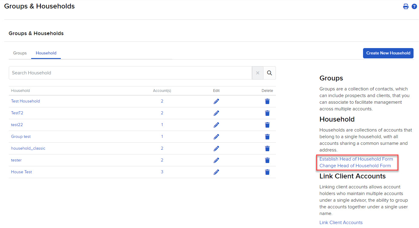 Image of the groups & household forms to fill in portal. 