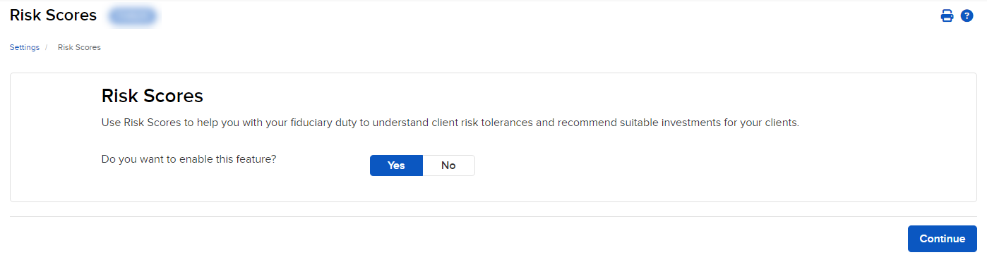 The risk scores panel in advisor portal. 