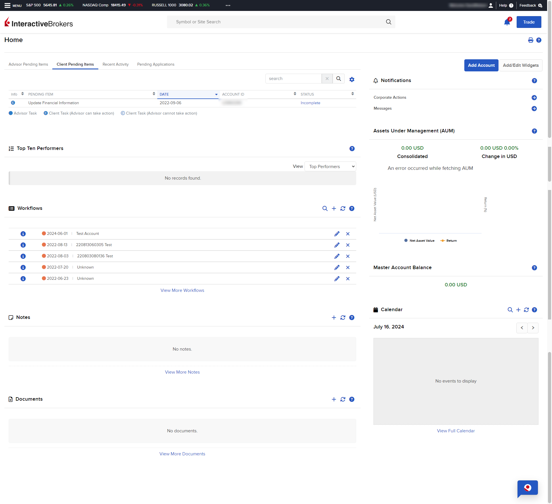 The Portal in the wide layout view. 