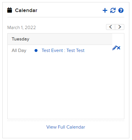 The calendar widget in portal. 
