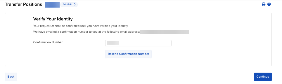 The depository switch identity verification in portal. 