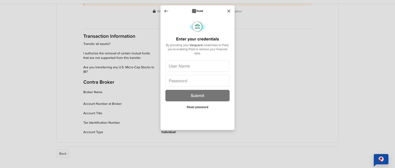The enter your credentials for the selected institution in portal. 