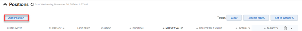 The rebalance add position button in portal. 