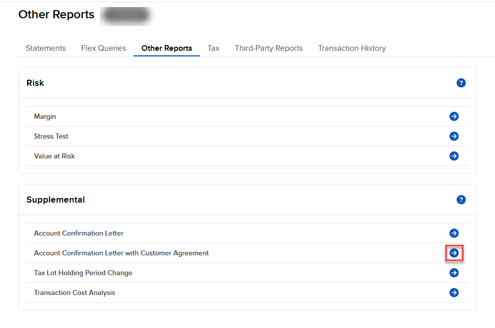 The Account Confirmation Letter with Customer Agreement menu in portal. 