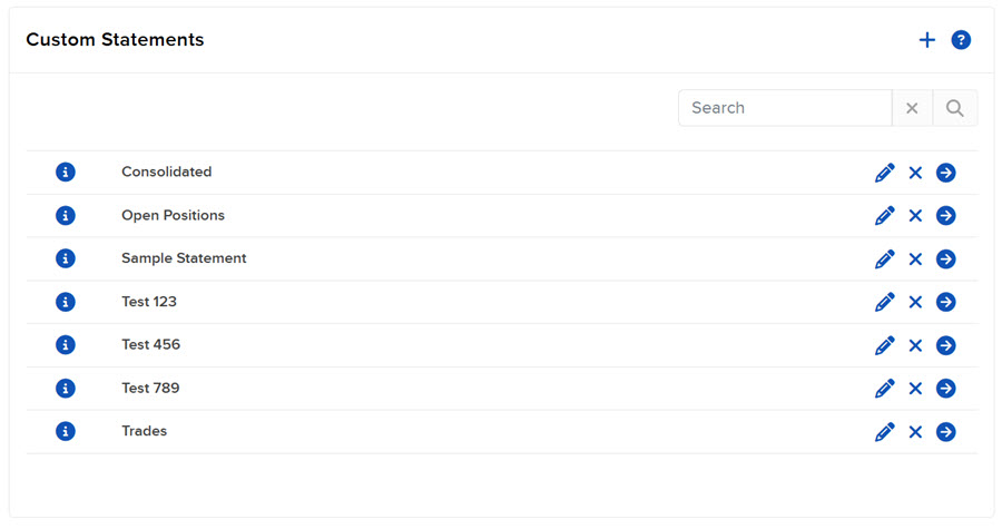 Image of the custom statements panel in portal. 