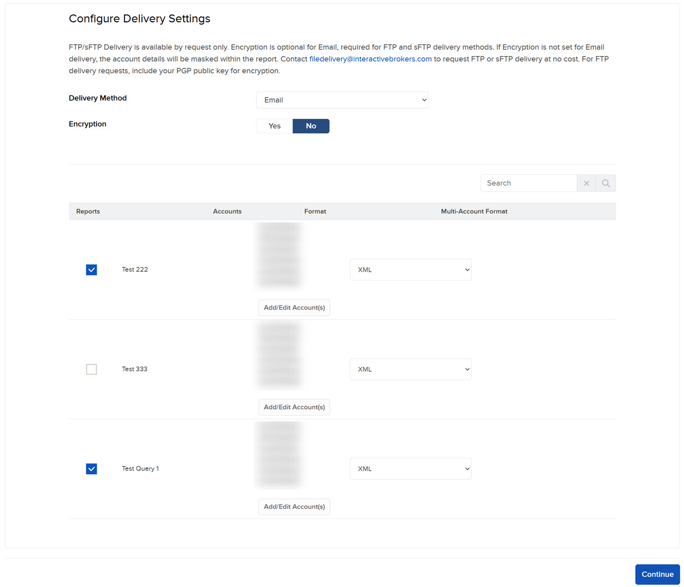 The configure delivery method panel in Portal. 