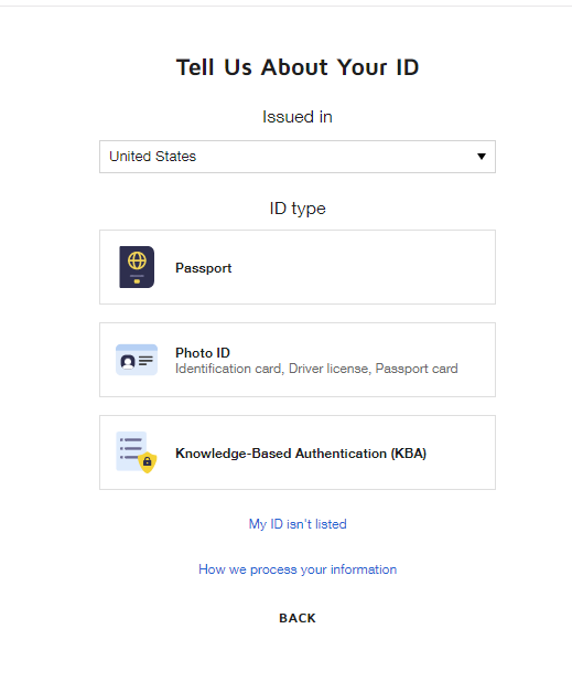 Image of the DocuSign type of ID screen. 