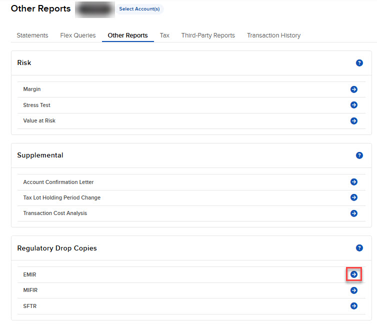 The EMIR menu in portal. 