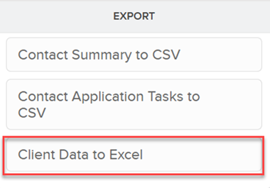 Image of the download client data to excel button in portal. 