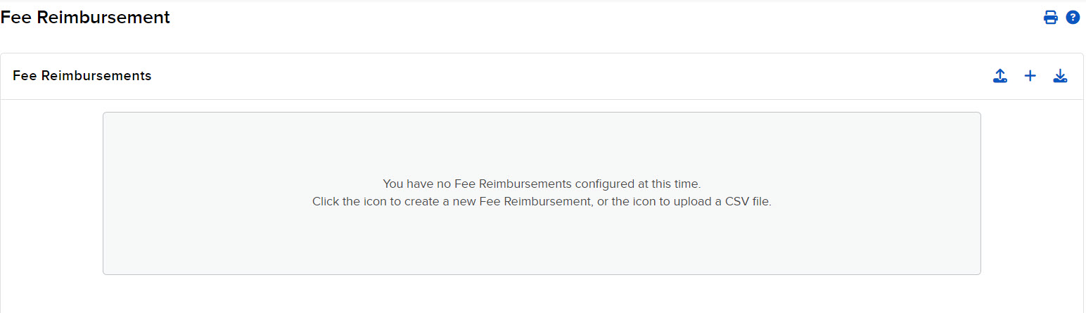 Image of the fee reimbursement panel in portal. 