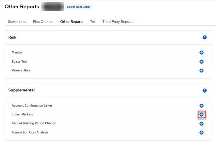 The India Markets menu in portal. 