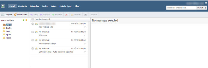 Image of the rackspace email inbox. 