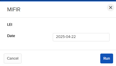 The MiFIR panel in portal. 