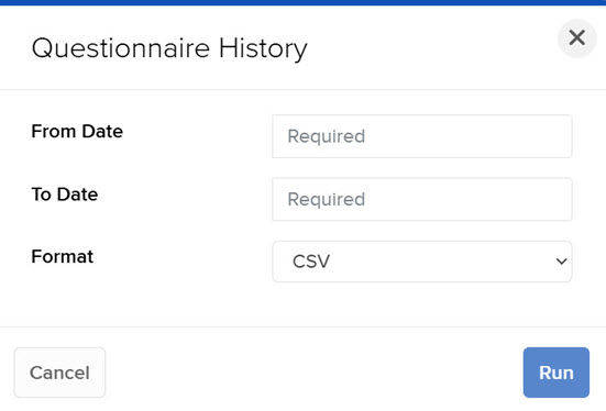 Image of the questionnaire history panel in portal. 