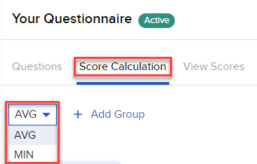 Image of the define the score calculation panel in portal. 