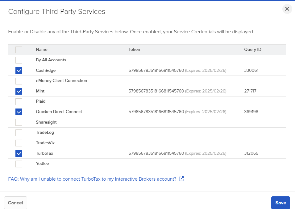 Image of the configure third-party services in portal. 