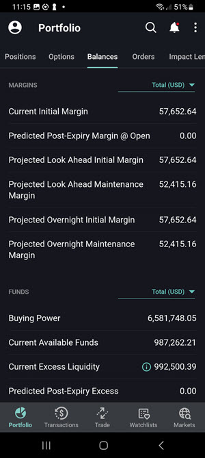 The margins section on the Android Phone. 