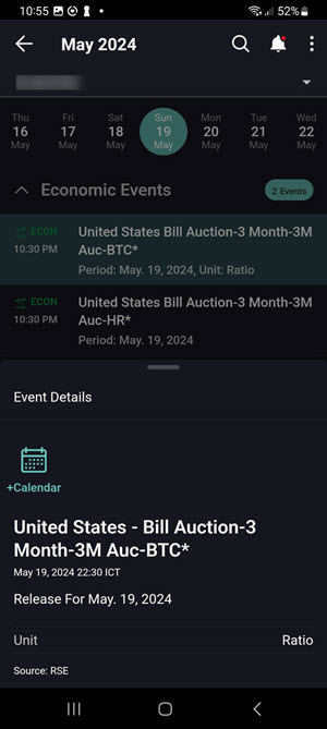 Viewing a detailed event report on the android phone. 