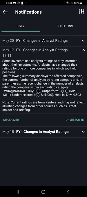 The notifications panel on the Android Phone