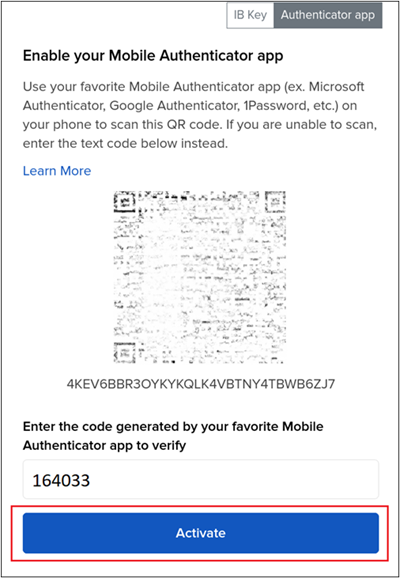 Activating a Mobile Authenticator App