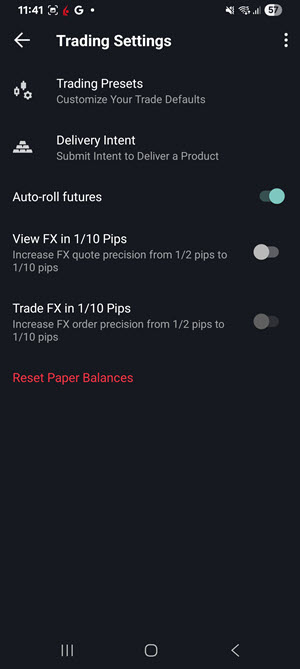 Trade Settings