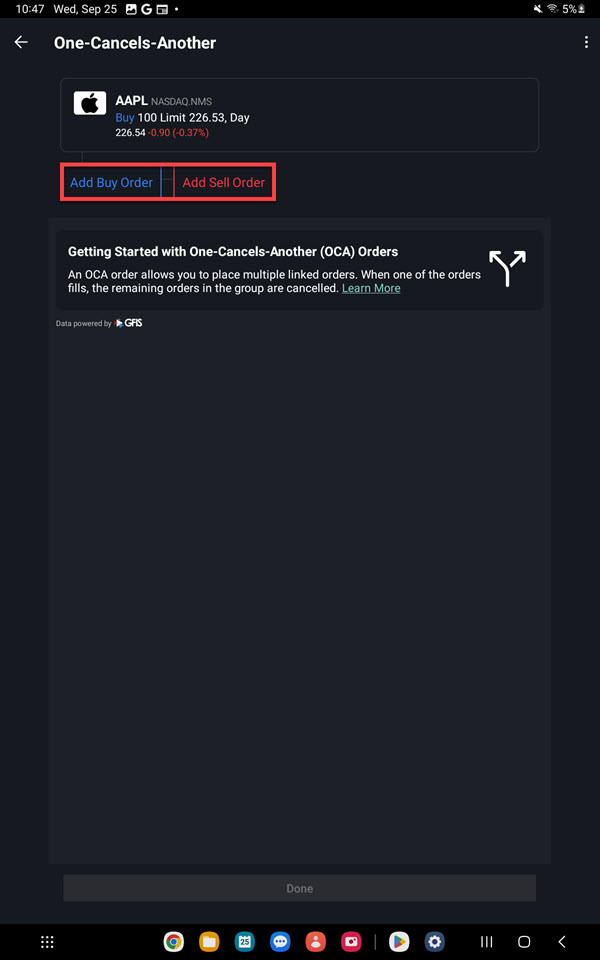 The one cancels another add order Android Tablet
