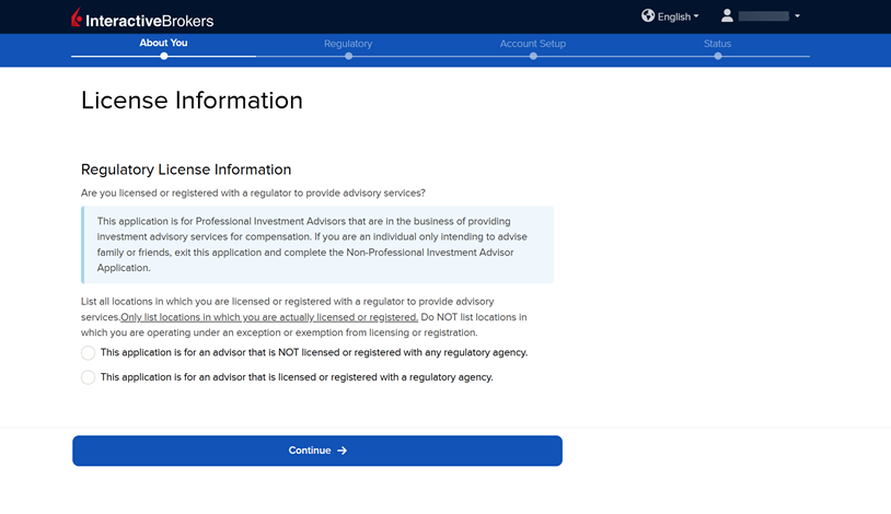 Select if you have license information advisor. 