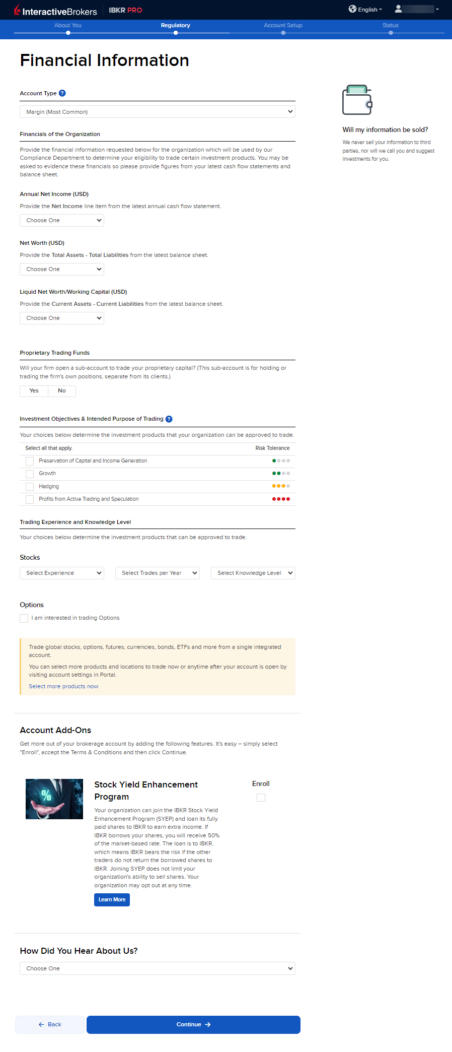 The broker financial information. 
