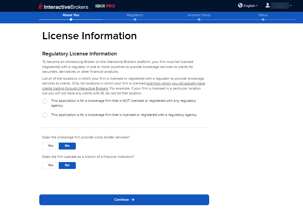 Select if you have license information introducing broker