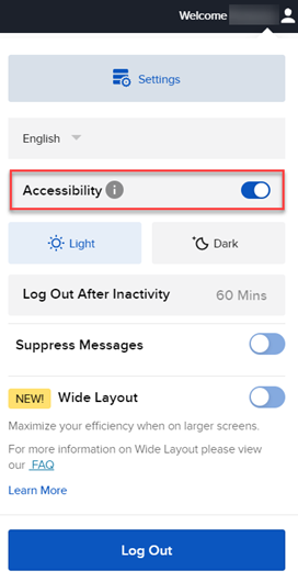 The accessiblity button in portal. 