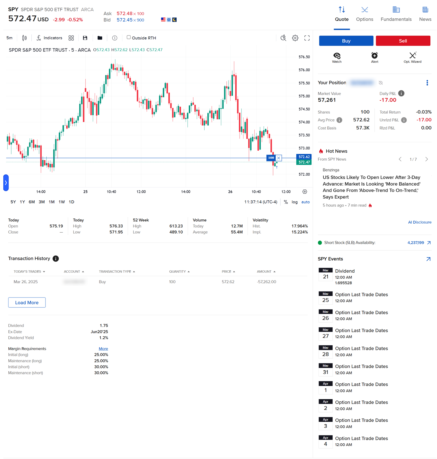 Image of the quote details in Portal. 