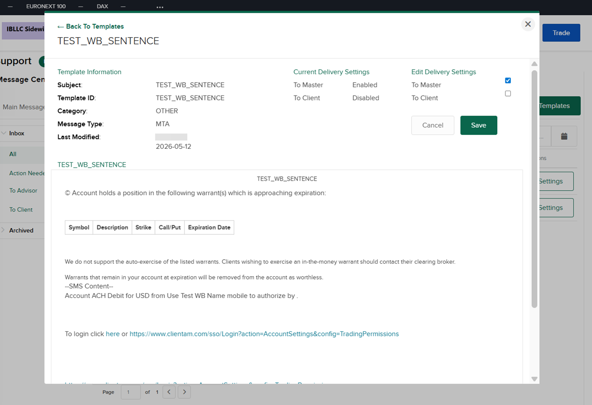 Sub Account Messages Manage Templates Delivery Settings in Portals