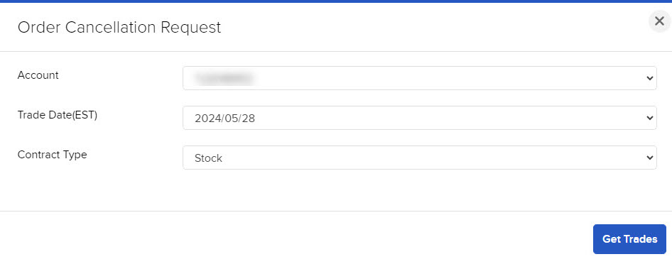 The order cancellation request panel in Portal.