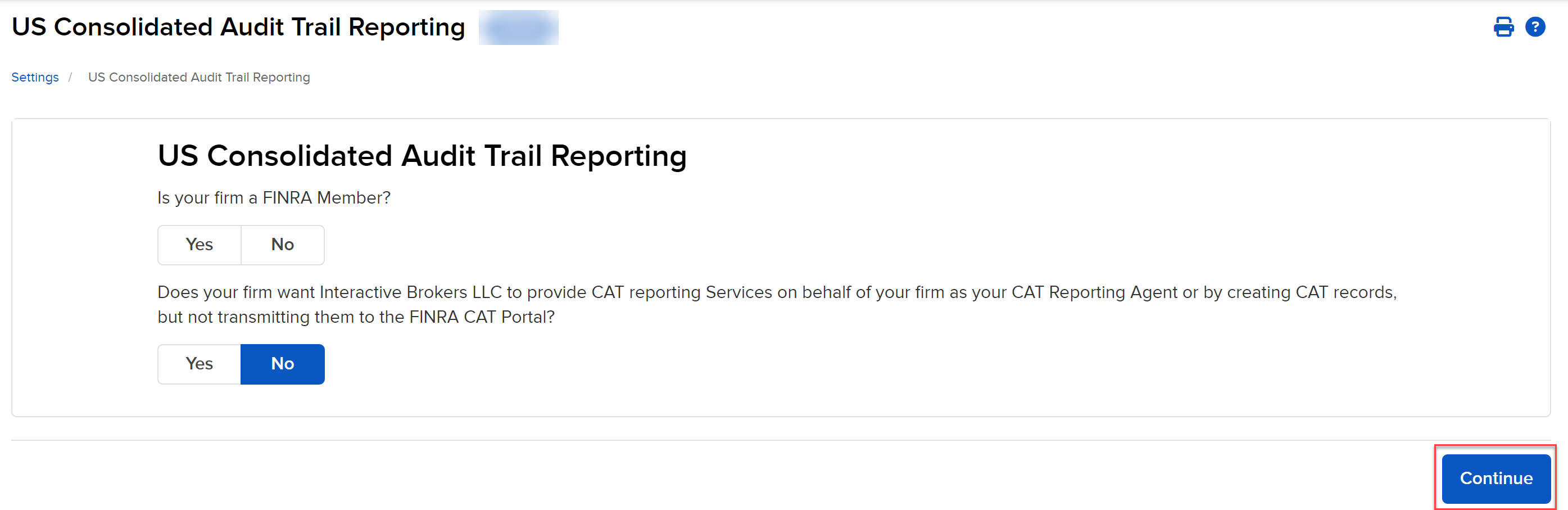 The US consolidated audit trail panel in broker portal. 