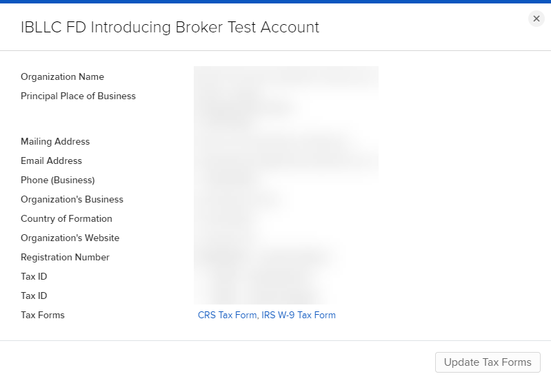 The profile information panel in broker portal. 