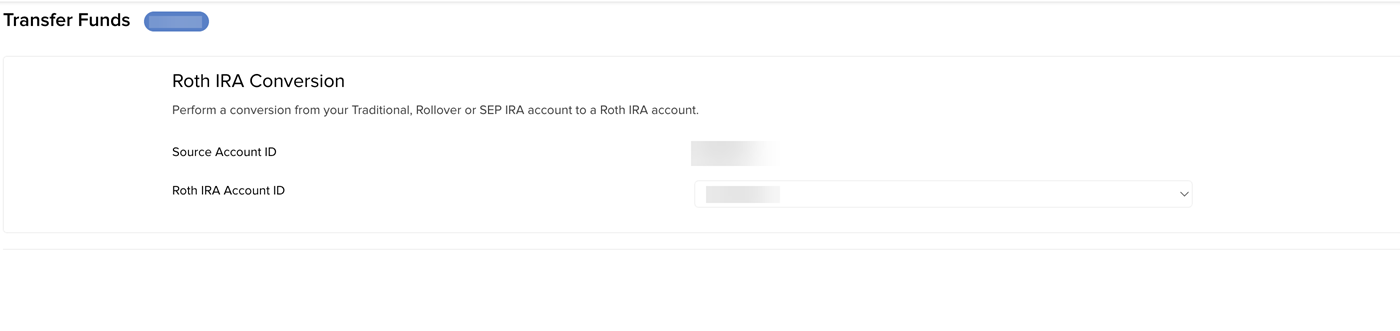 The Roth IRA Account Selector in Portal