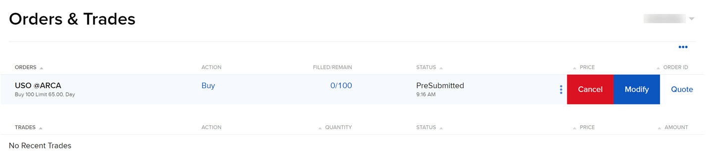 Image of the modify an order menu in Portal. 