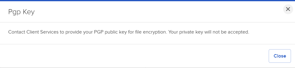 The PGP key panel in client portal. 