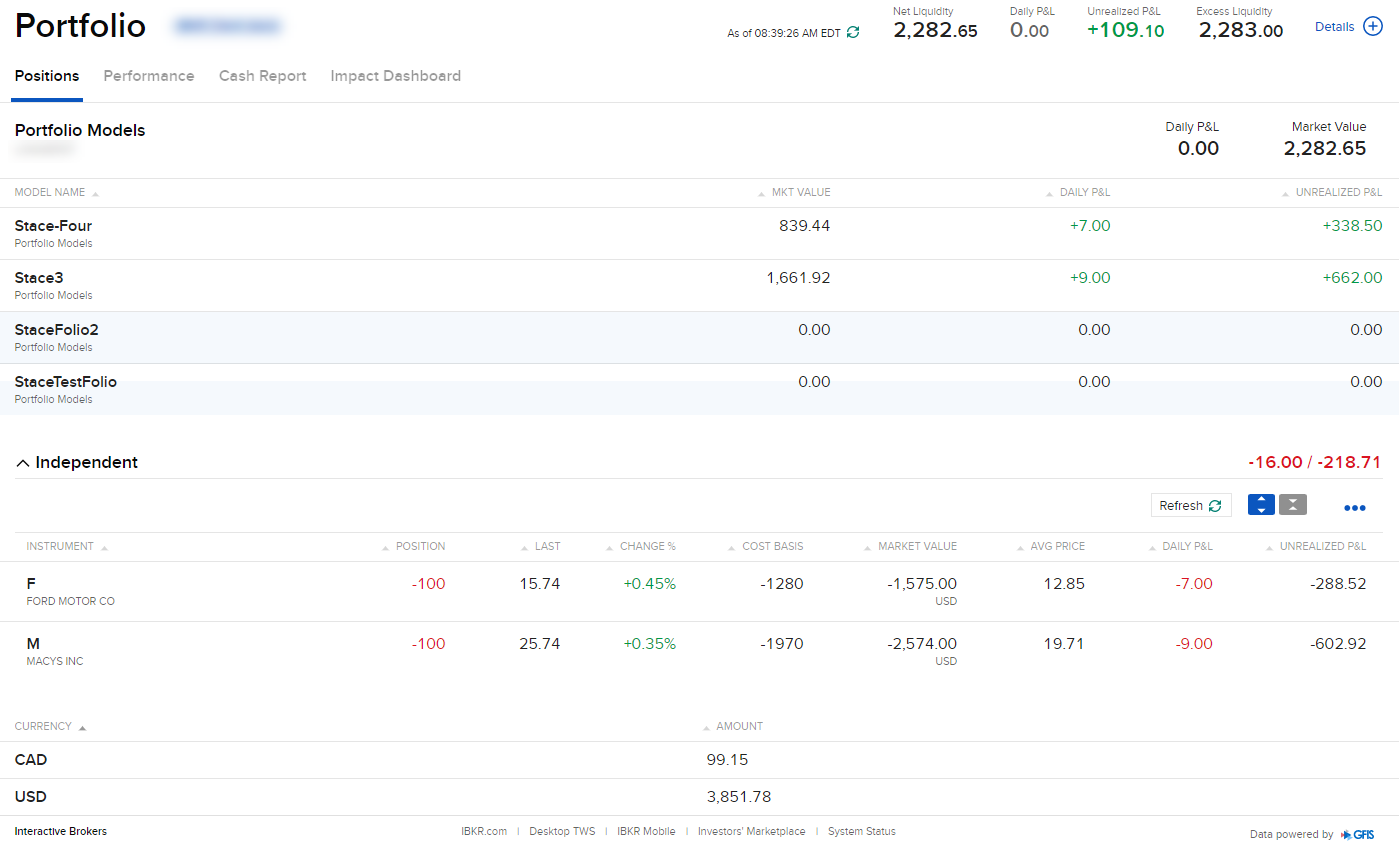 The Portfolio view in Client Portal